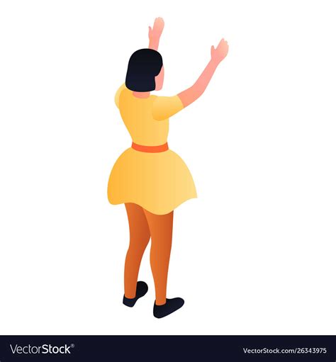 Girl Yellow Dress Icon Isometric Style Royalty Free Vector