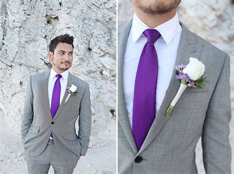 Purple Wedding Grey Suit With Tie Novio Grey Purple Wedding
