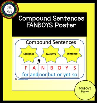 compound sentences fanboys poster  nikki abdilla tpt