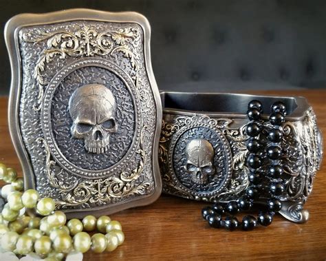 Bronze Skull Jewelry Box Gothic Decor Skull Trinket Box Oddities For Sale