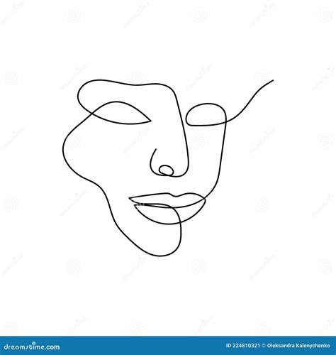 Facial Features Continuous Line Drawing One Line Art Of Female