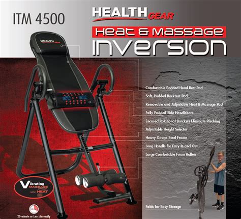 Health Gear Itm45 Adjustable Heat And Massage Inversion Table 300 Lb