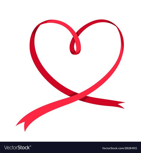 Valentines Day Red Heart Shaped Ribbon Royalty Free Vector