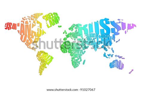 Colorful World Map Typography Stock Vector Royalty Free 91027067