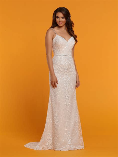 Davinci Bridal 50511 Embellished Fit And Flare Wedding Dress Floral Lace