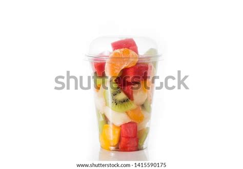 Fresh Cut Fruit Plastic Cup Isolated Stock Photo 1415590175 Shutterstock