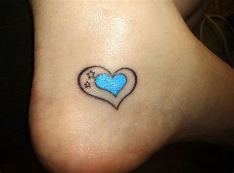 Blue Heart With Stars Small Ankle Tattoo Tattooimagesbiz