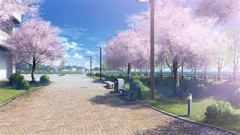 Anime Landscape: Cherry Blossom Park (Anime Background)