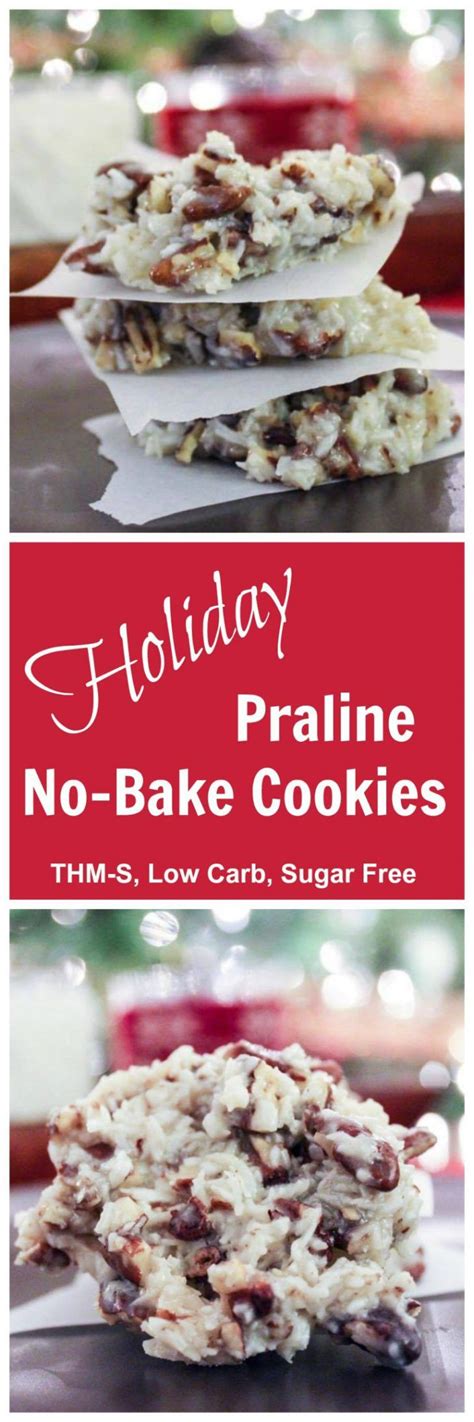 Low carb doesn't mean you can't have sweets! Holiday Praline No-Bake Cookies (THM-S, Low Carb, Sugar Free) | Low carb christmas cookies, Low ...