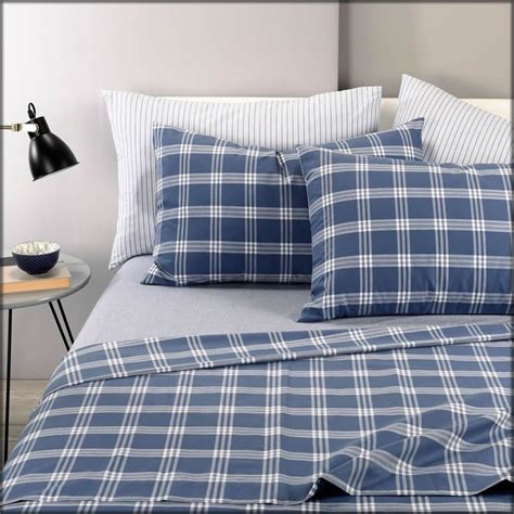 Completo letto matrimoniale scozzese blu. Lenzuola Scozzesi - Lenzuola In Tinto In Filo Scozzese By ...