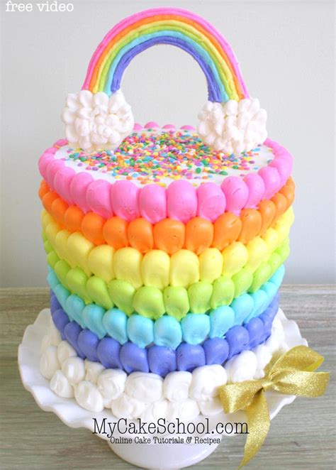 Hundreds of free design patterns for your cakes. Puffed Rainbow Cake- {free} Cake Decorating Video! | My Cake School