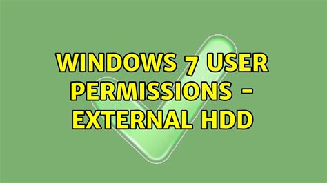 windows 7 user permissions external hdd youtube