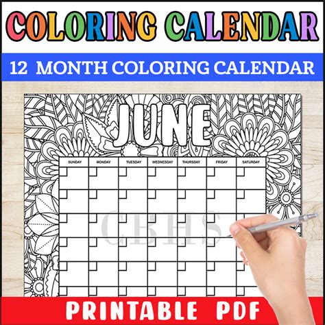 Monthly Calendar Coloring Pages