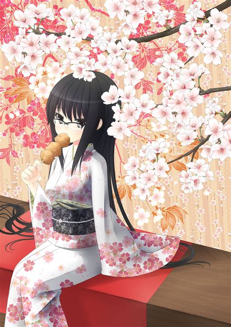 Anime Girl In Kimono With Cherry Blossoms Manga Art Manga Anime Anime Art Art Kawaii Kawaii