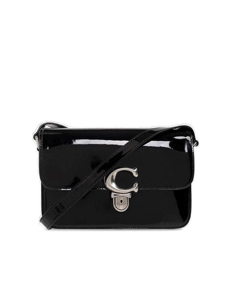 Coach Studio Patent Leather Shoulder Bag In Black Lyst