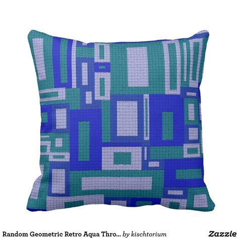 I've got three throw pillow combinations that i'm considering right now… option #1 indigo pattern + coral textured + aqua solid option #2 coral deco + aqua pattern + indigo pattern option #3 indigo. Random Geometric Retro Aqua Throw Pillow | Throw pillows ...