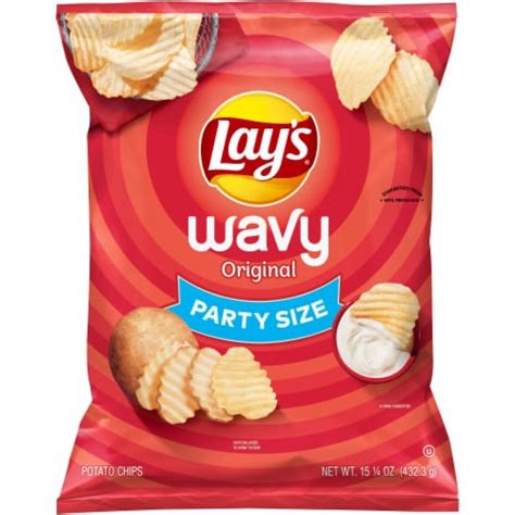 Lays Wavy Potato Chips Classic Flavor Snacks Party Size Bag 1525 Oz