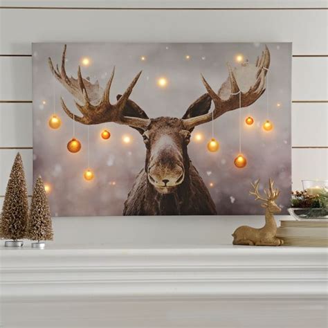 Holiday Moose Led Canvas Art Print Kirklands Christmas Paintings