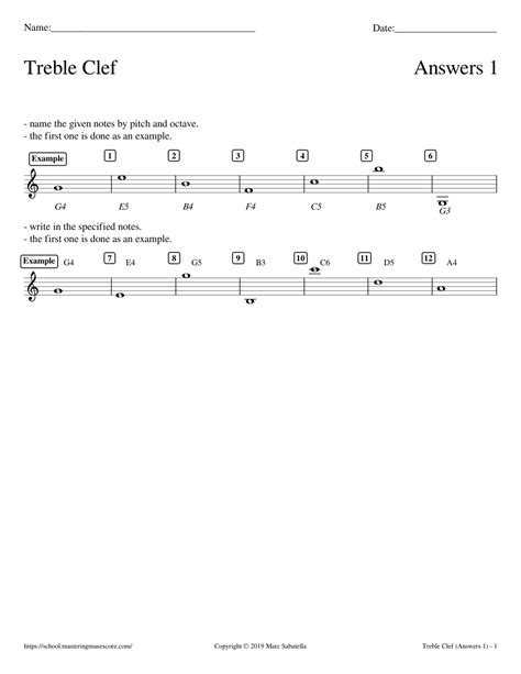 Treble Clef Answers 1 Sheet Music For Piano Solo