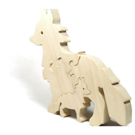 Handmade Wooden Animal Puzzle Fox Personalized Montessori Toy