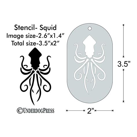 Stencil Squid 26x14 Inch Image On 35x2 Border Size 1