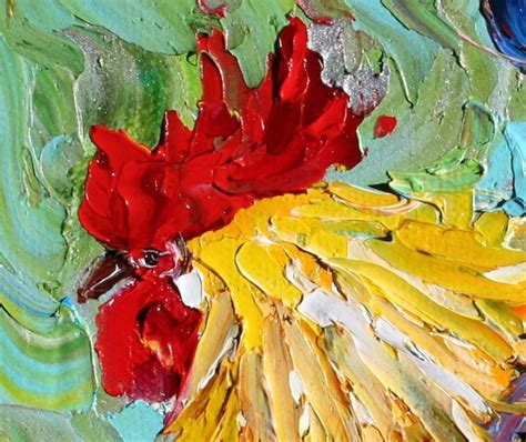 Original Painting Rooster Palette Knife Painting Modern