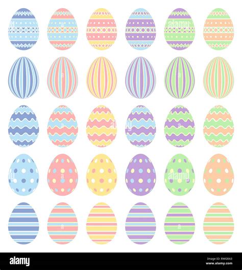 Happy Easter Pastel Collection Of Easter Eggs With Different Pattern