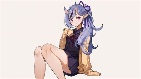 Wallpaper Manga Anime Girls Simple Background Demoness Sailor Uniform Purple Hair Purple