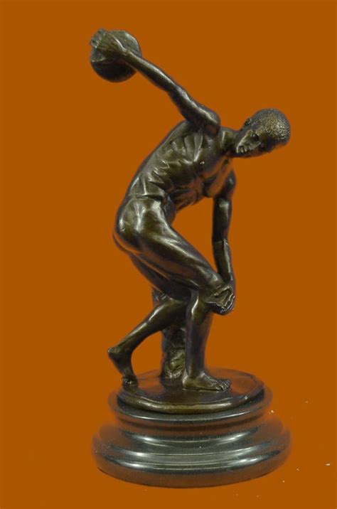 Sensual Nude Male Discus Thrower Discobolus Famous Greek Bronze Marble Statue