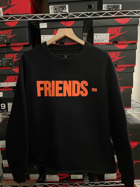 Vlone Vlone Friends Crewneck Sweatshirt Pull Over Black And Orange Grailed