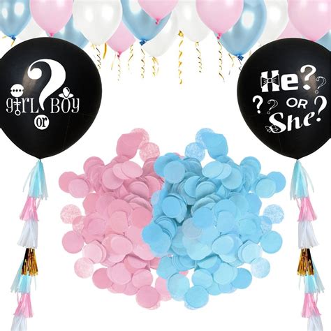 Gender Reveal Balloon Black Reveal Party Balloon With Confetti Birthday