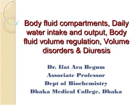 Basic Physiology Of Body Fluids