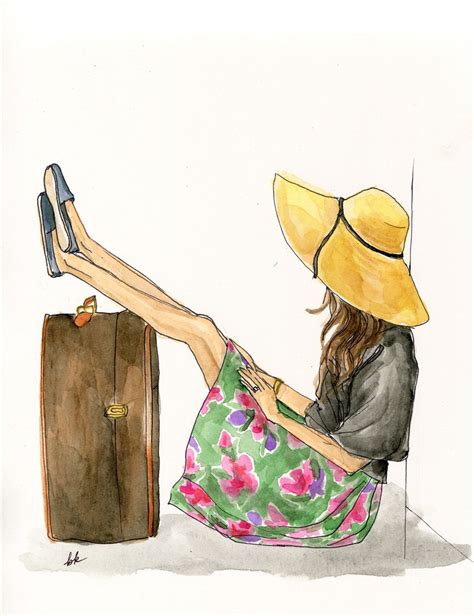 Summer Vacation Travel Wanderlust Inspired Watercolor Painting By Bk