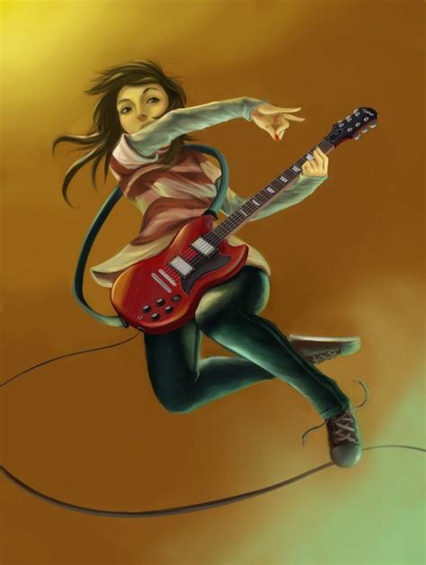 Cool Anime Girl Guitar Art Seleran