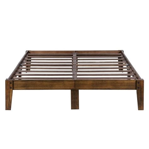 Shop Full Size Solid Wood Platform Bed Frame In Brown Natural Finish