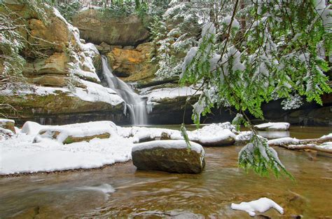 Winter At Cedar Falls Hocking Hills State Park Ohio Photograph By Ina