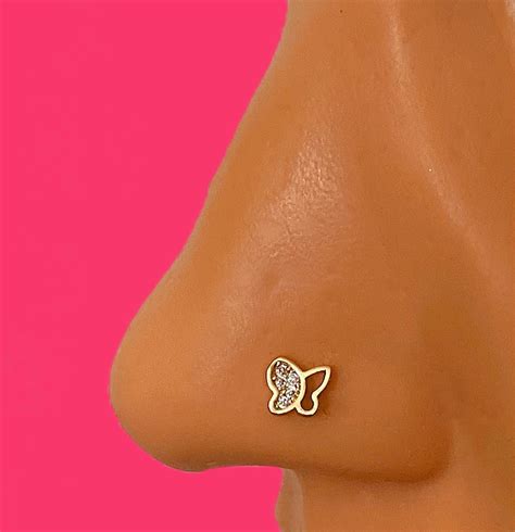 Butterfly Nose Stud 20g Nose Rings L Shape Nose Pins Etsy