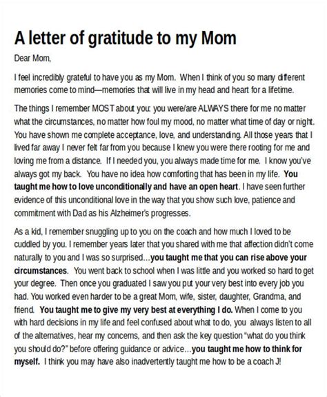 Free 5 Sample Thank You Letter To Mom In Ms Word Pdf