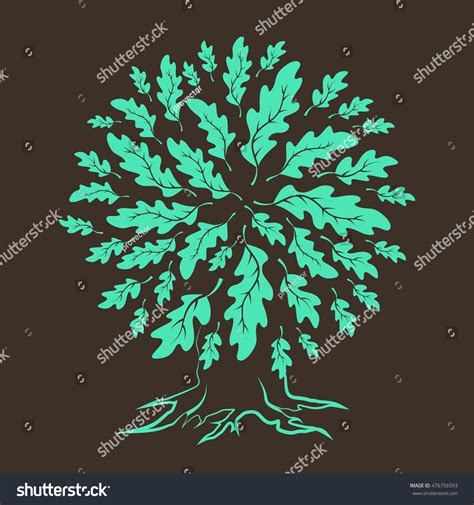 Beautiful Oak Tree Silhouette Isolated On Stock Vector Royalty Free