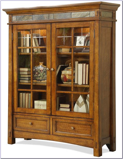 Solid Wood Bookcase With Glass Doors Bookcase Home Design Ideas