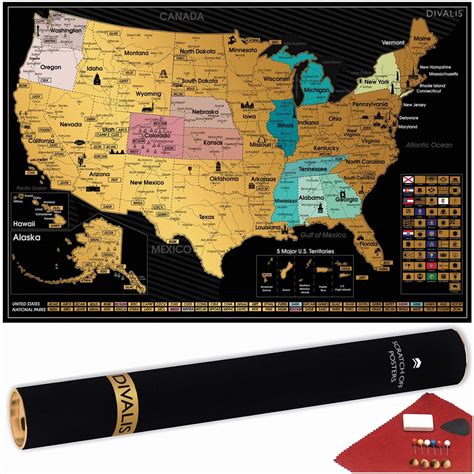 Buy Detailed Scratch Off Usa Map With Scratcher 24x16 Easy To Frame