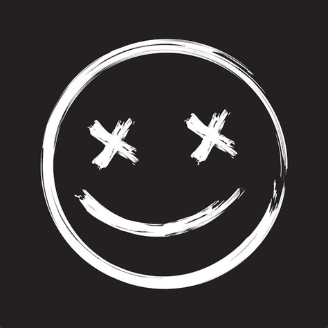 Premium Vector Scary Grunge Smile Face Vector Dead Emoji Ink Brush