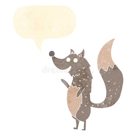 Cartoon Waving Wolf With Speech Bubble Stock Illustration