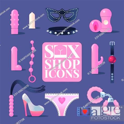 Sex Shop Vector Icons Symbols Set Sex Toys Concept Stock Vector
