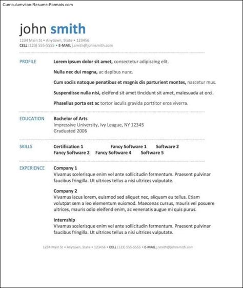 Microsoft Word Job Resume Template Free Samples Examples And Format