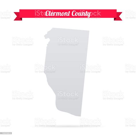 Clermont County Ohio Map On White Background With Red Banner Stock