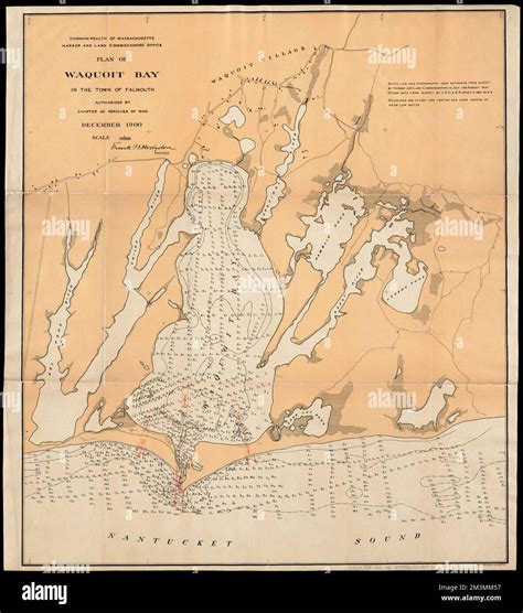 Plan Of Waquoit Bay In The Town Of Falmouth Harbors Massachusetts