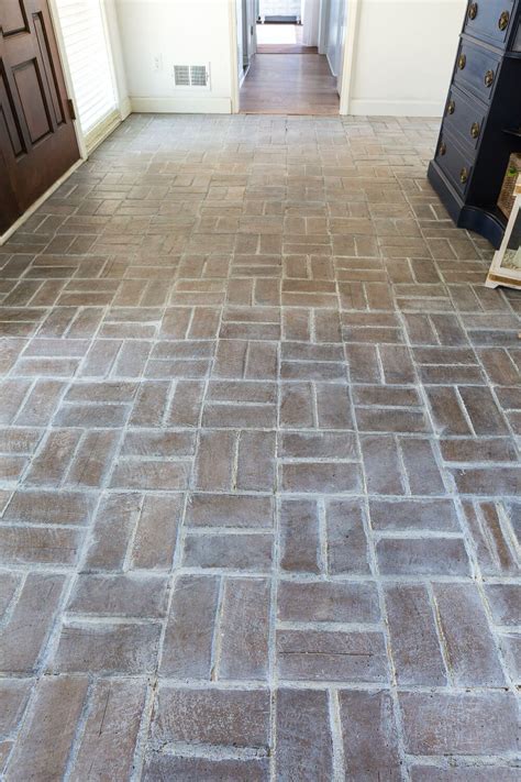 How I Whitewashed A Brick Floor For 14 Brick Tile Floor Patio