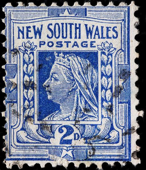 Old Australian Postage Stamp Print By James Hill Vintage Postage