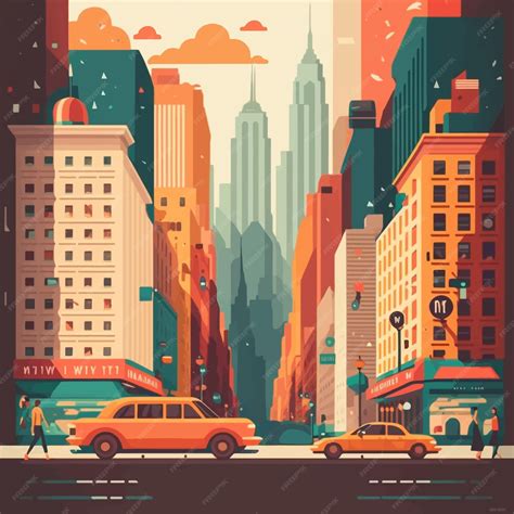Premium Vector Illustration Of Travel New York City Landscape Of